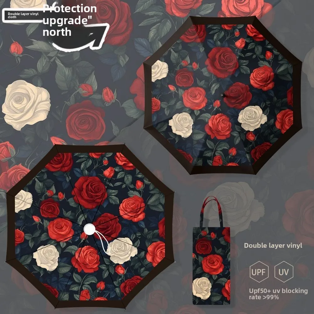 

Creative Double-layer Umbrella Three Fold Umbrella Sun Weather Protection Dual-use Folding Thickened Fully Manual Umbrella