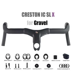 SYNCROS Chrame Creston IC Sl X Gravel Integrated Cockpit 28.6/31.8mm Internal Cable Routing Bicycle Carbon Handlebar