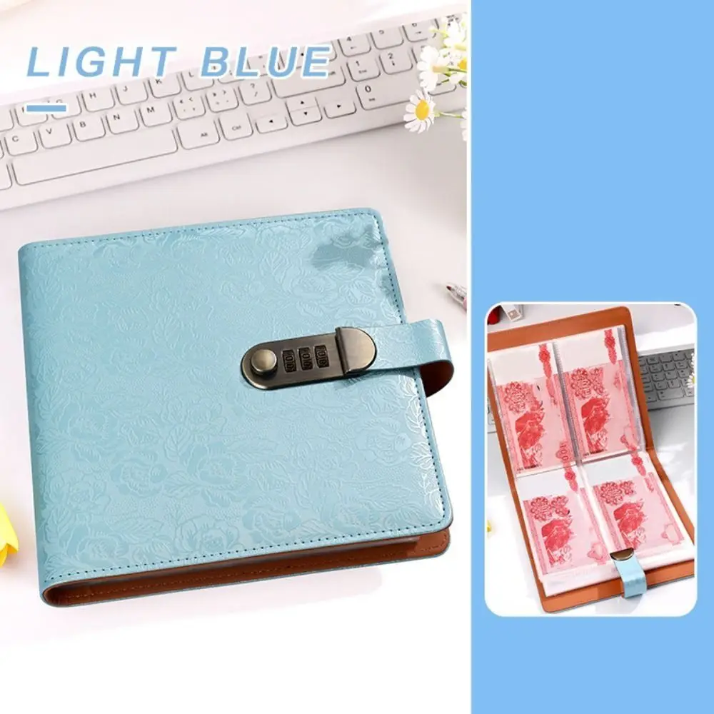Emboss Flower Envelop Savings Challenges Book 50Sheets Savings Handbook Budget Binder with Lock Wallet Storage Cash Envelopes