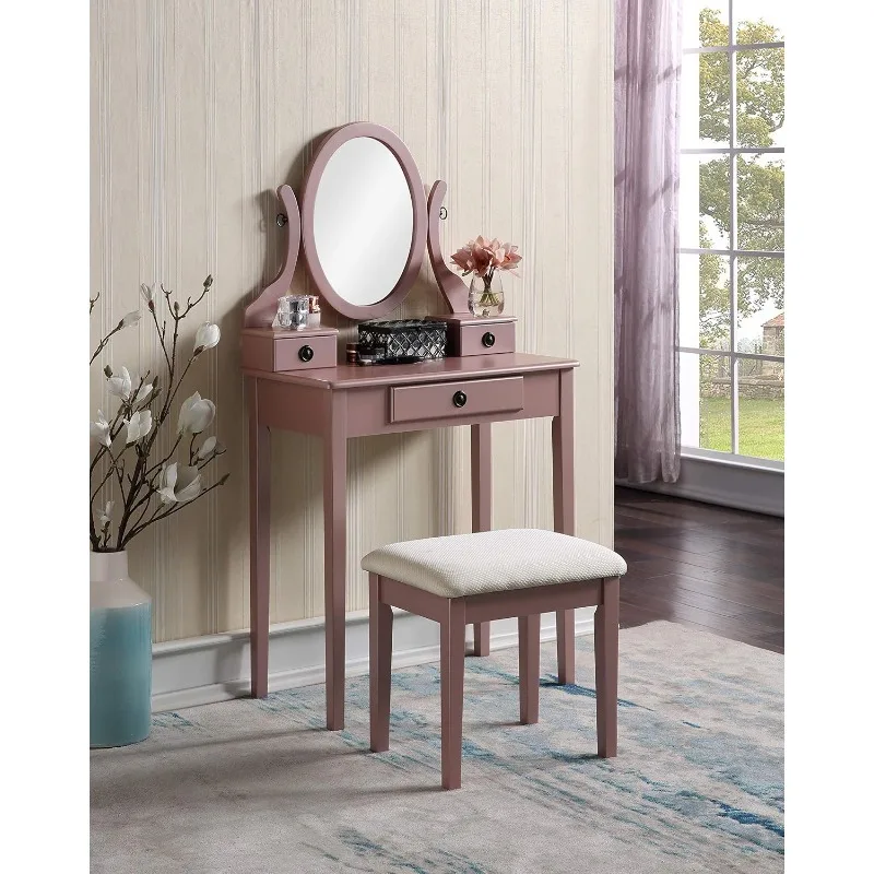 Moniys Wood Moniya Makeup Vanity Table and Stool Set,