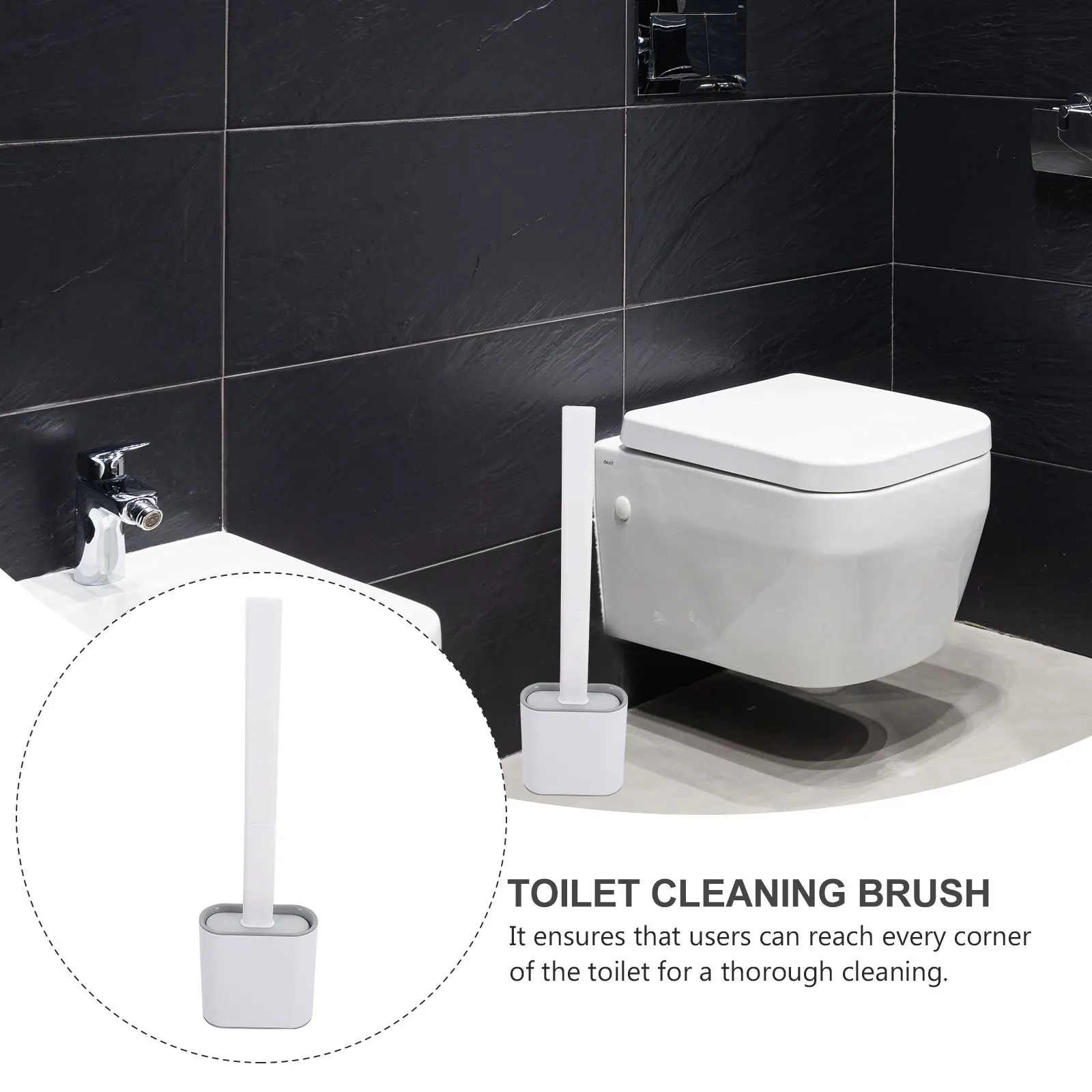 

Toilet Brush Premium Dense Bristles Scratches-Free Cleaning For Home Hotel Office Bathroom Multi-Functional Cleaning Tool