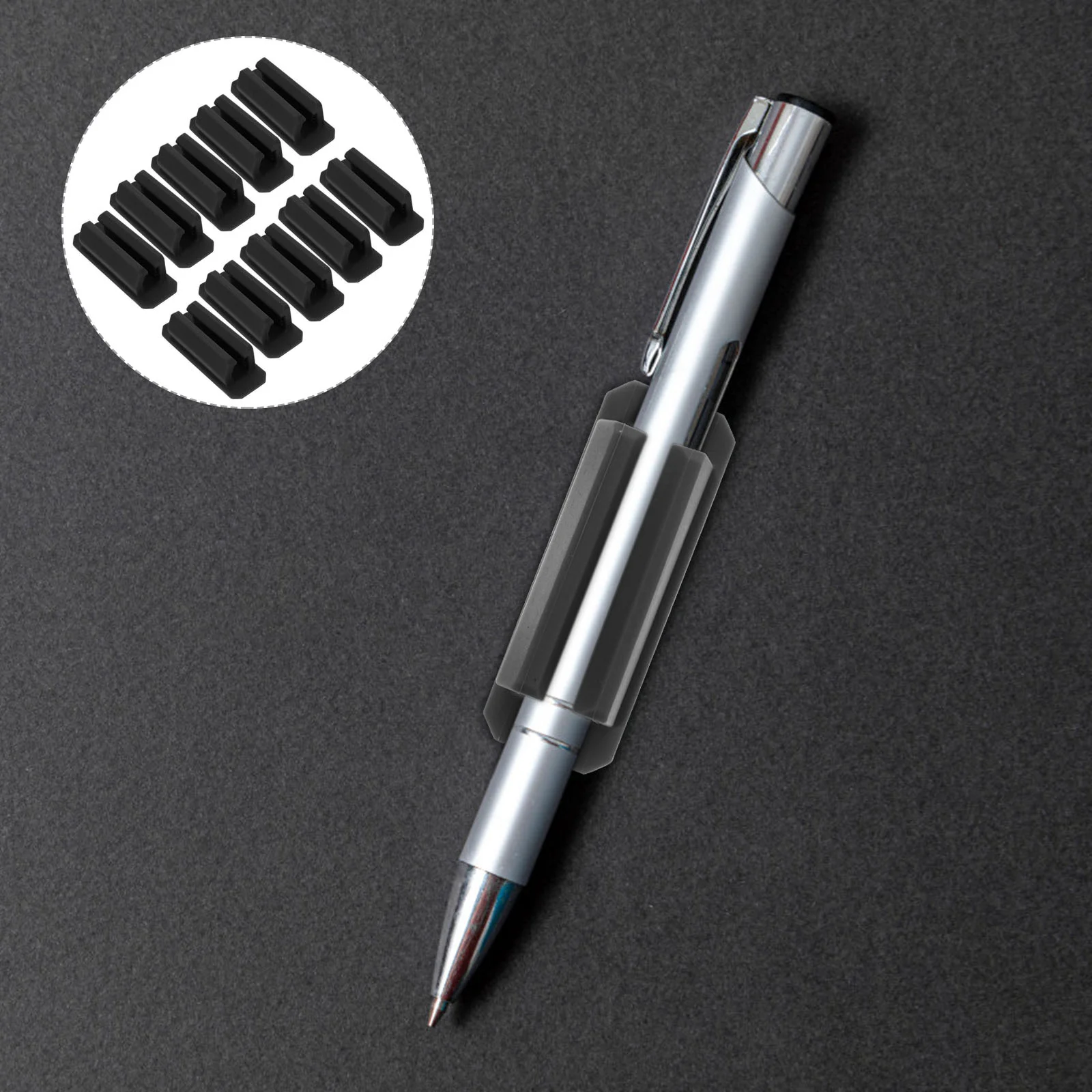 10 Pcs Silicone Pen Holder Mark Pens Penholder Adhesive Clips Desk Silica Gel Multipurpose Pencil