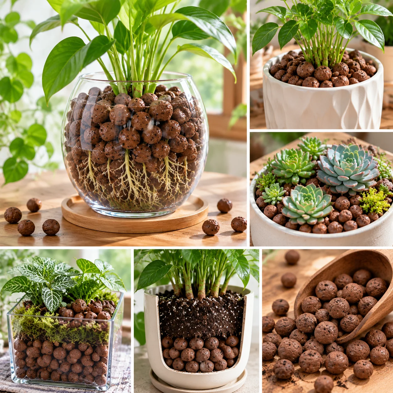 1LB Expanded Clay Pebbles – Natural Stone Aquatic Plant Media for Fish Tanks, Lightweight Aerating Spheres for Succulents gallery 4