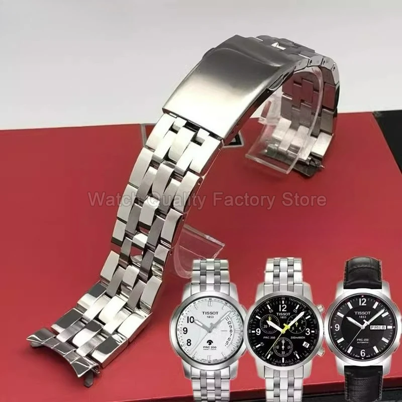 Stainless Steel Watch Strap 19mm 20mm Silver for Tissot PRC200 T014 T461 T17 Special Interface Anti Rust and High Strength