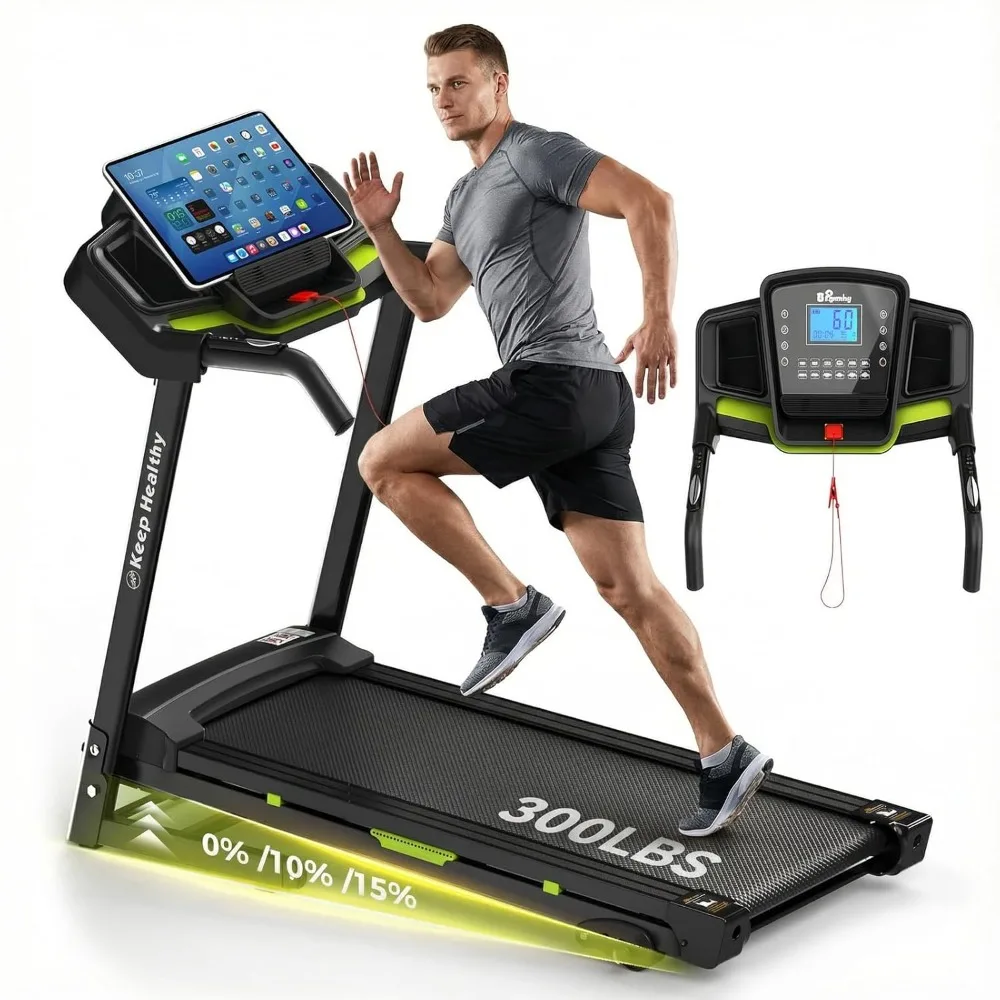 Klappbares Laufband mit Steigung, Tragbares Heim-Laufband, 150 kg Tragkraft, 12 HIIT-Programme, LED-Display, Bluetooth, Anpassbar