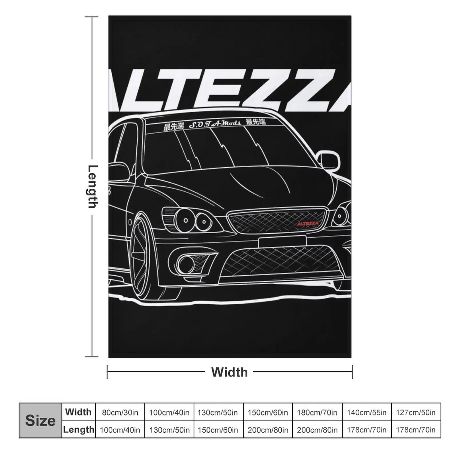 Altezza RS200 Z-Edition Silhouette - Light Logo Throw Blanket Plush Cute Plaid Blankets