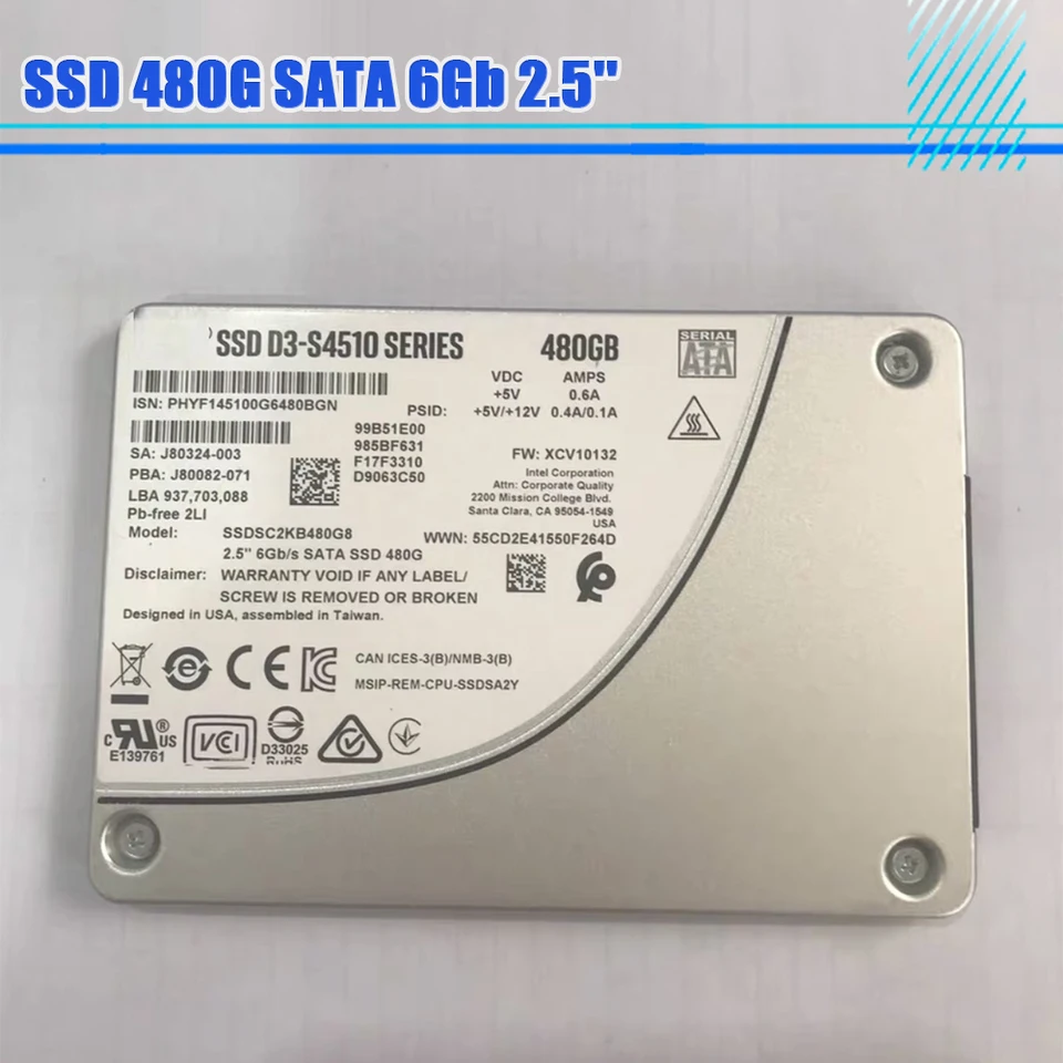 SSD D3-S4510 480G SATA 6Gb 2.5'' SSDSC2KB480G801 Solid State Drive
