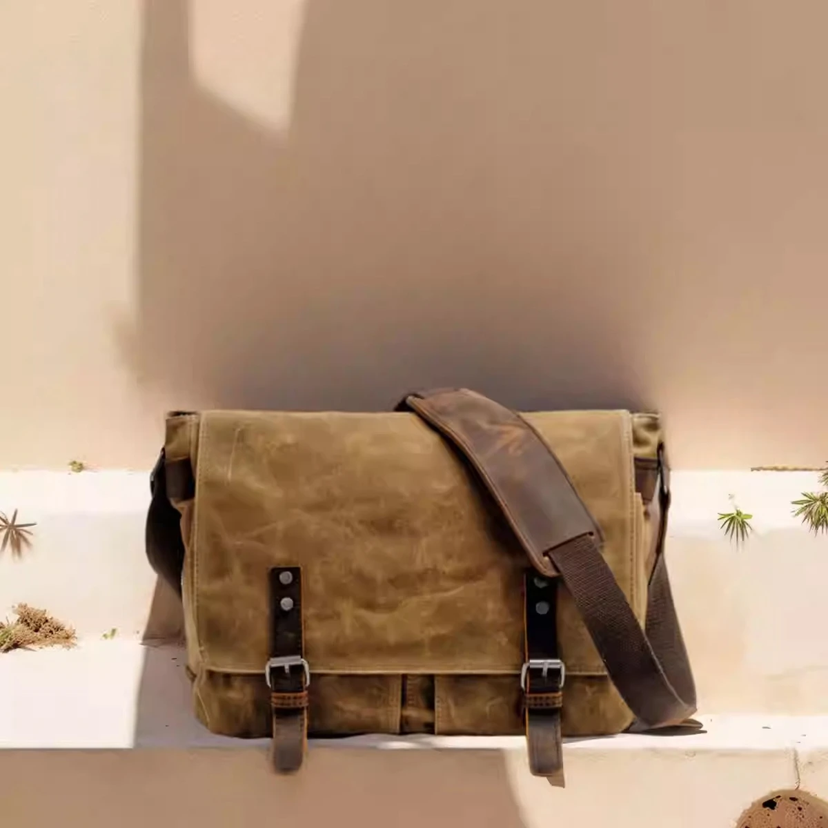 

Men's Vintage Canvas Messenger Bag - Classic Casual Shoulder Satchel with Laptop Compartment