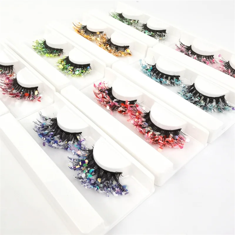 1 Pair Glitter Bling Lashes Cosplay Halloween Masquerade Party Natural Look Sequined Eyelashes