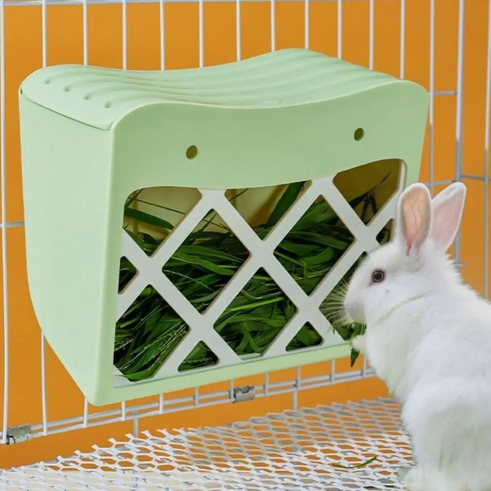 

Hanging Rabbit Hay Feeder Anti-tipping Large Capacity Bunny Food Feeder with Lid Fixed Rabbit Grass Rack Hamster Cage