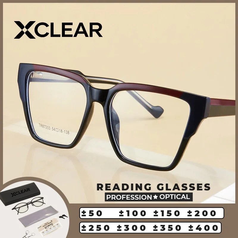 

XCLEAR Luxury Reading Glasses Women Square Vintage Retro Texture Anti Reflective UV Protection Durable Lightweight Eyeglasses