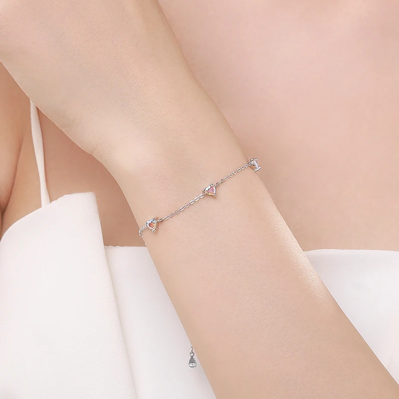 MODIAN Multi-color Hearts Rings 925 Sterling Silver Fashion Exquisite Bracelets Sutd Earrings For Women Party Jewelry Sets