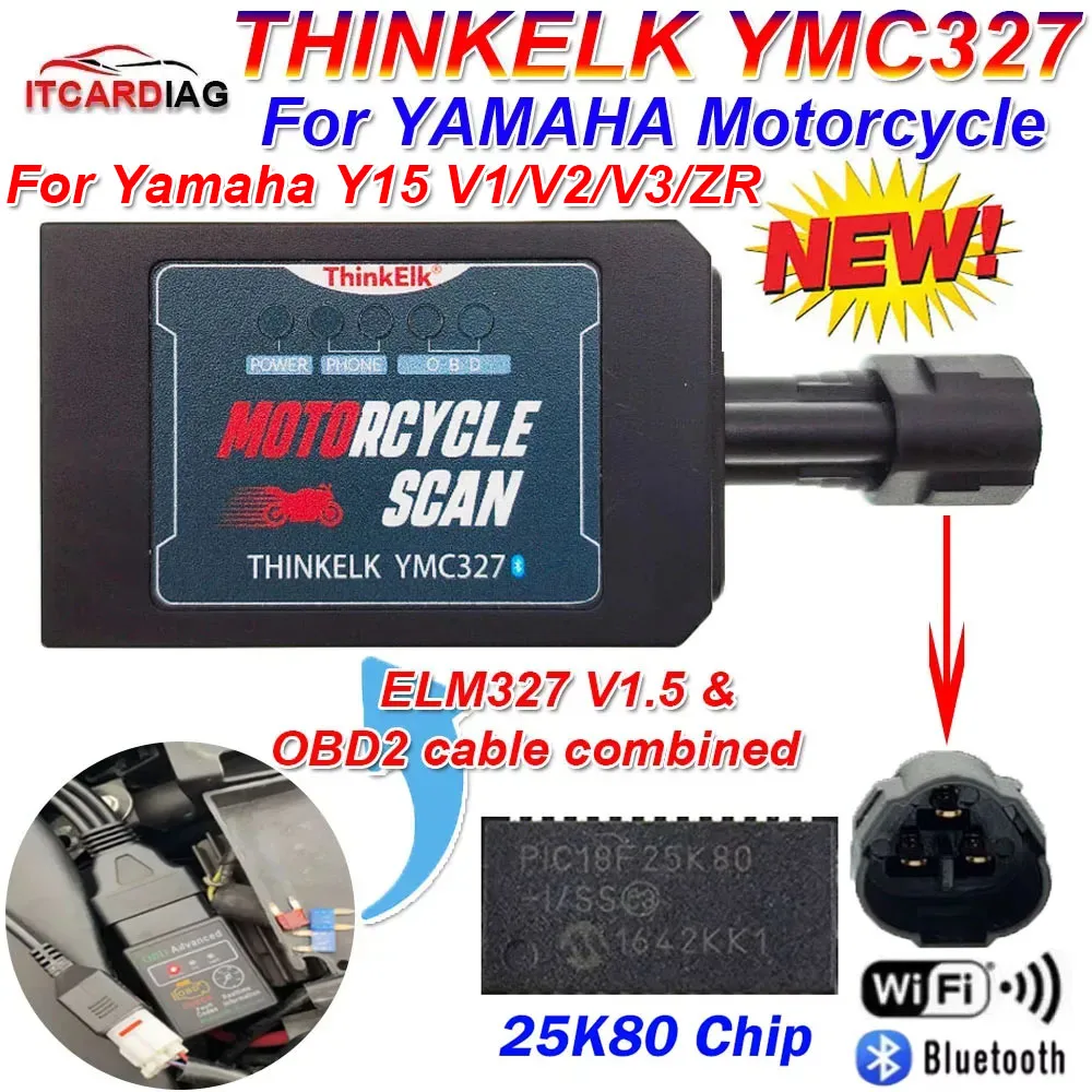 

THINKELK YMC327 For YAMAHA Motorcycle ELM327 V1.5 & OBD2 cable combin Update ELM327 Blueted EFI Motobike Fault Diagnosis Tool