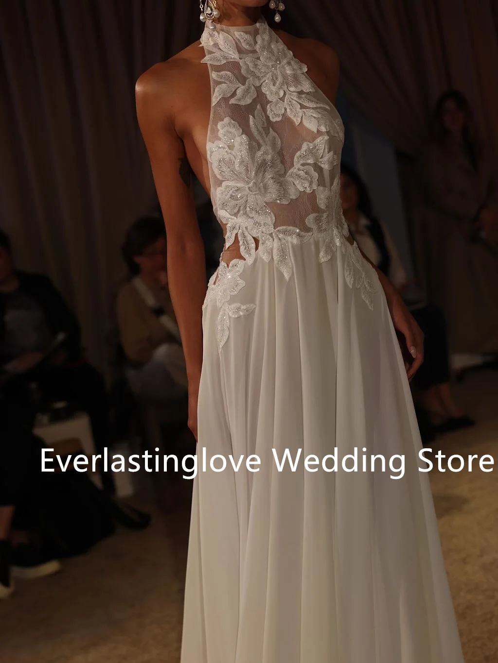 Unique Halter Lace Applique Bridal Grown A Line Wedding Dresses Custom Made 2026 Vestido De Noival