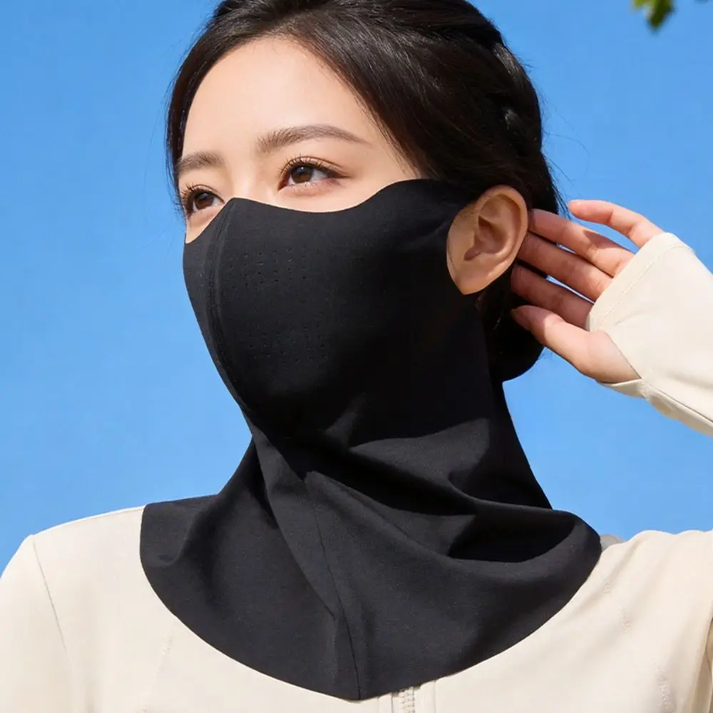 

Elastic Summer Ice Silk Mask Breathable Thin Sunscreen Mask Sunshade Solid Color Face Cover Cycling