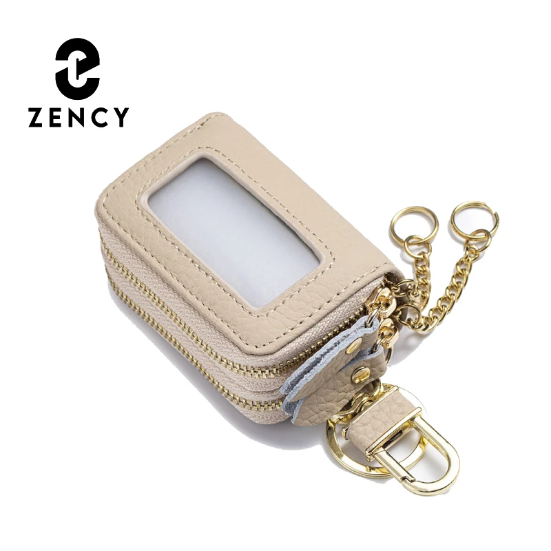 

Zency 9 Color Double Layer Zipper Pockets Genuine Leather Unisex Car Key Holder Small Key Case Bag Housekeeper Keys Organizers
