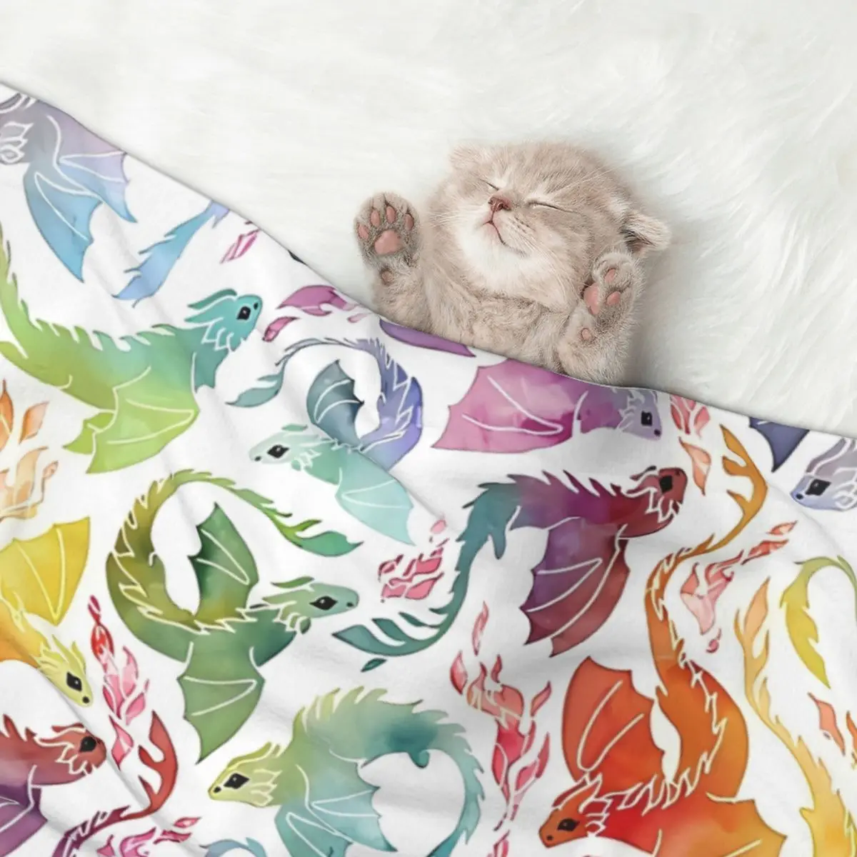 Dragon Fire Rainbow Warm Pet Blanket Soft Fluffy,Cute Cat Dog Blanket Warm Comfortable dog sleeping Pet Blanket