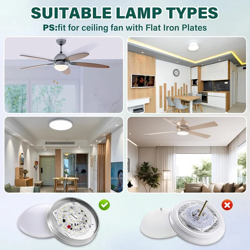 LJL-3.93Inch LED Ceiling Fan Light Kits For Ceiling Fan Dimmable Ceiling Fan LED Light Replacement Retrofit Kit