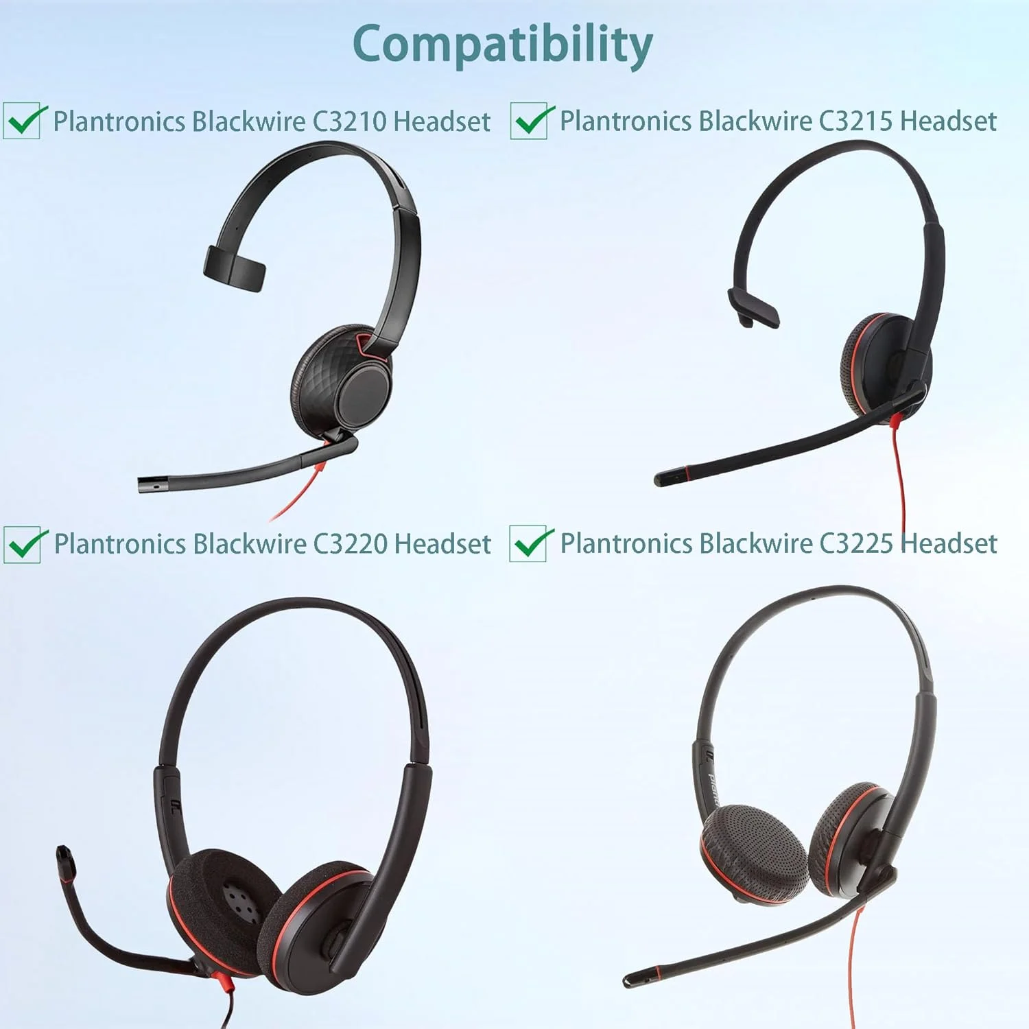 Blackwire C3220 Ear Pads Replacement  Ear Cushion Compatible with Plantroneics Blackwire C3210 C3215 C3220 C3225 Headphone