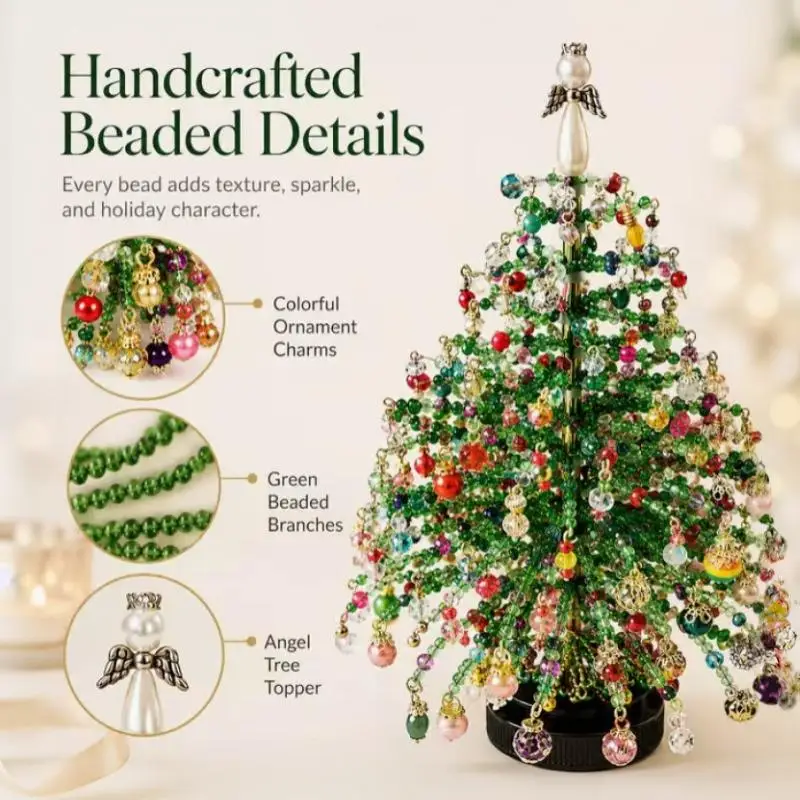 1 Set Kristallperlen-Material Mini-Weihnachtsbaum-Ornament Unfertiges DIY-Set für handgemachtes Perlenweben und Perlen-Weihnachtsbaum – Detail 6