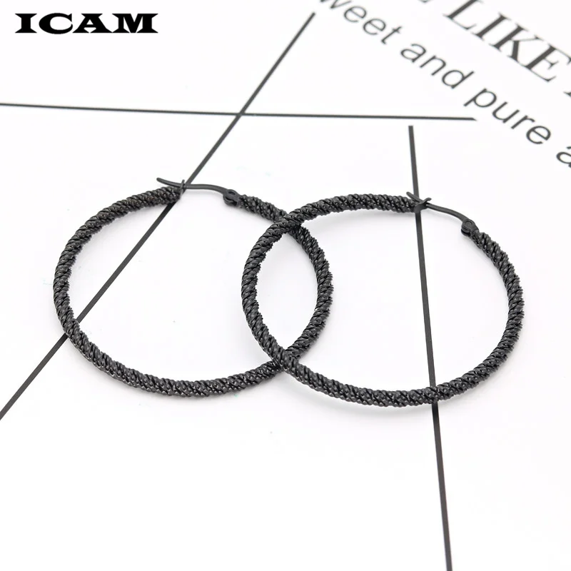 ICAM Punk Big Size Hoop Earrings Brincos Trendy Party Exaggerated Gold Silver Color Round Circle Earrings for Women Jewelry