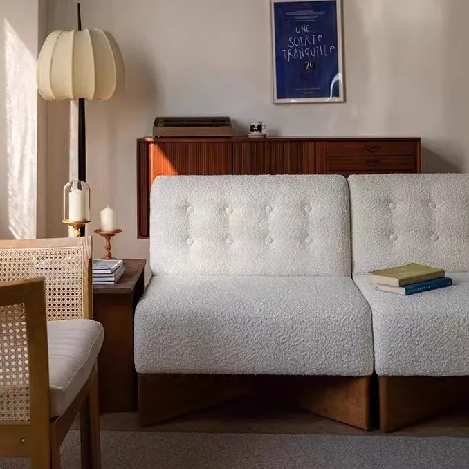 أريكة قماش مفردة بتصميم عتيق من الشمال لغرفة المعيشة المنزلية شقة صغيرة وابي سابي كرسي أريكة كسول غير رسمي للرياح #4