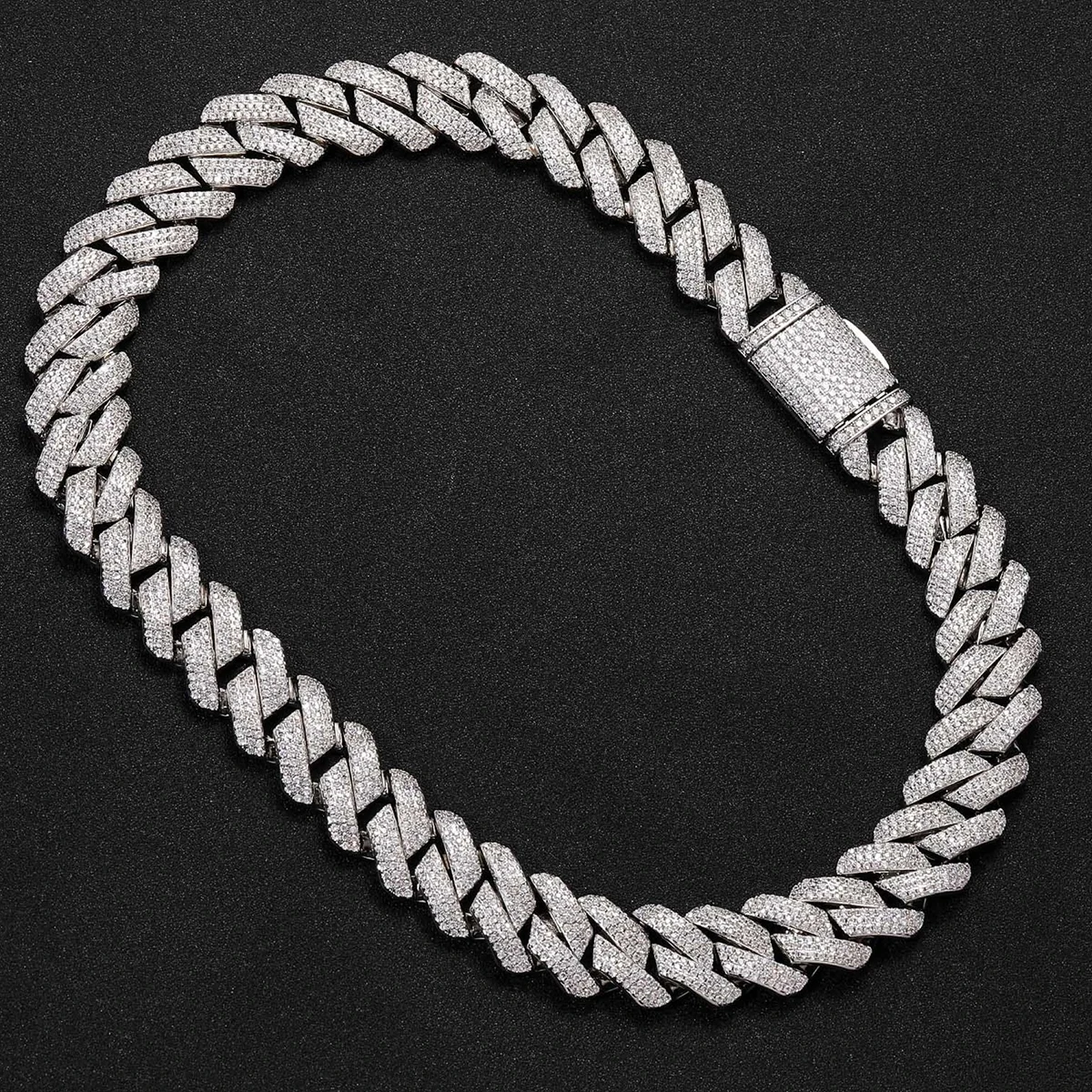 Factory Custom Thick 18mm 20mm Vvs Men Oem 925 Silver Bracelet Moissanite Cuban Link Chain Hip Hop Iced Necklace