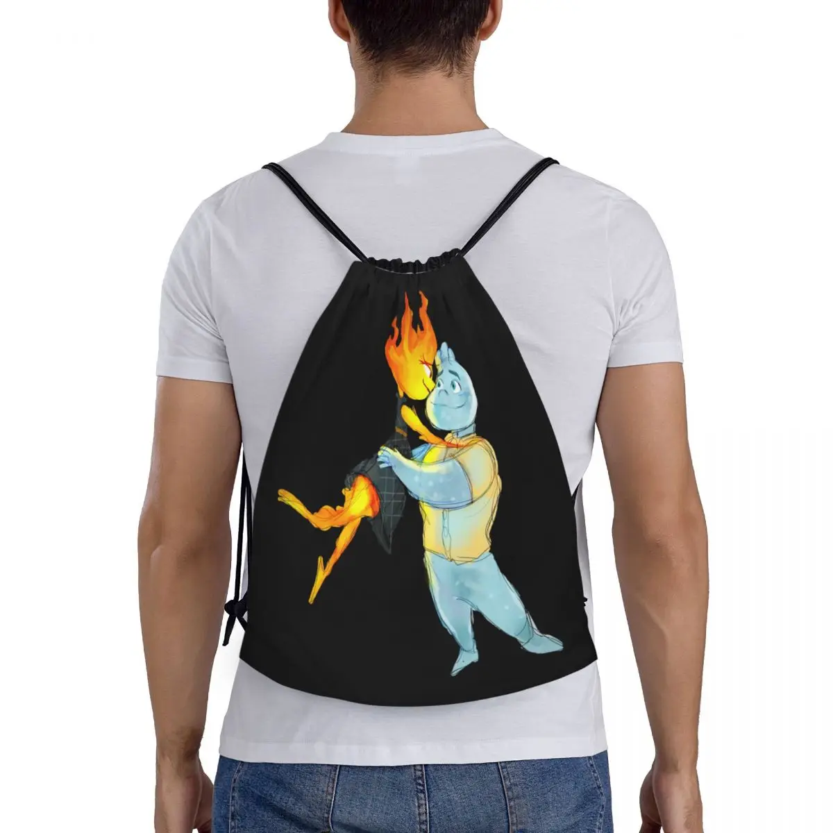 Custom Elemental Cartoon Trekkoord Rugzak Tassen Vrouwen Heren Lichtgewicht Sintel Lumen Gym Sport Sackpack Zakken Voor Yoga