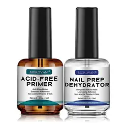 Deshidratador de uñas natural Morovan y deshidratador de uñas con imprimación sin ácido para esmalte de uñas acrílico y gel Primer de uñas para gel U V