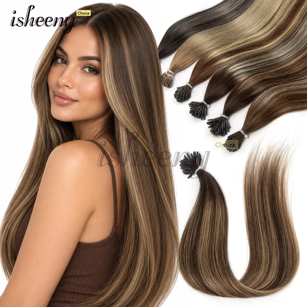 16-20 Inches I Tip Human Hair Extensions Suitable for Women 30g/pack Natural Straight Hair Types Gradient Colors Salon Quality
