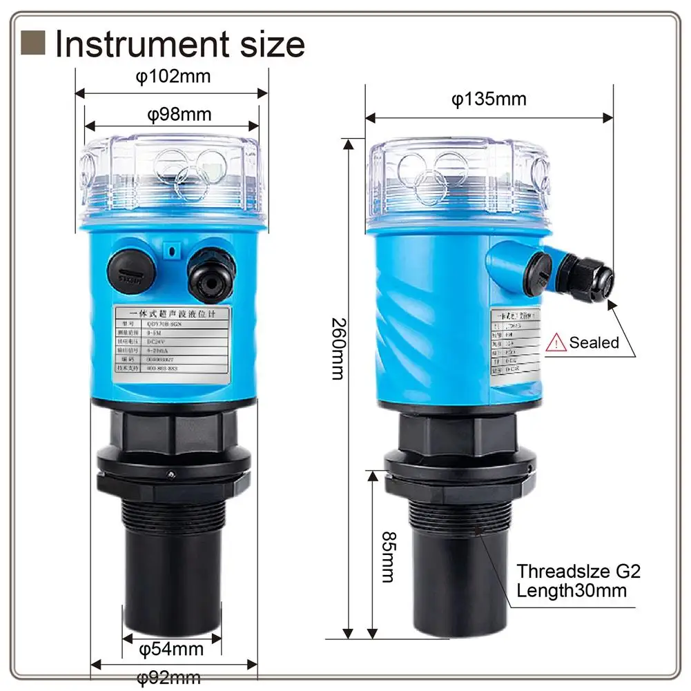 ที่เชื่อถือได้-กันน้ําสูงระดับตัวบ่งชี้ระดับน้ําดิจิตอลUltrasonic Sewageระดับเมตร 0-10 เมตร,สูงWaterproo