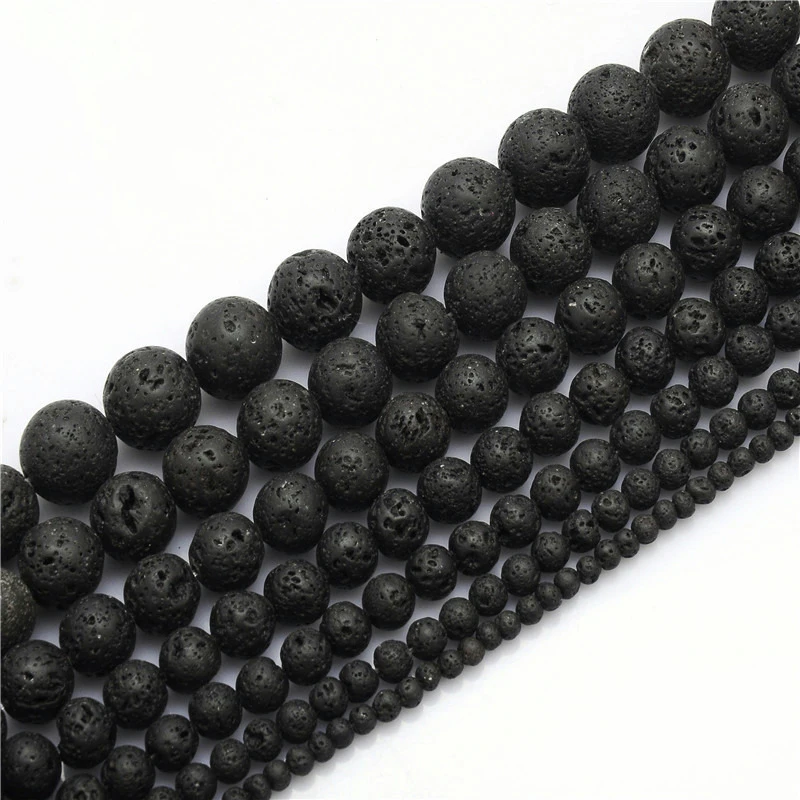 

Farsighte Star Natural Black Volcanic Rock Beads Round Loose Beads for Fashion DIY Necklace, Bracelet and Jewelry Making 4-10MM