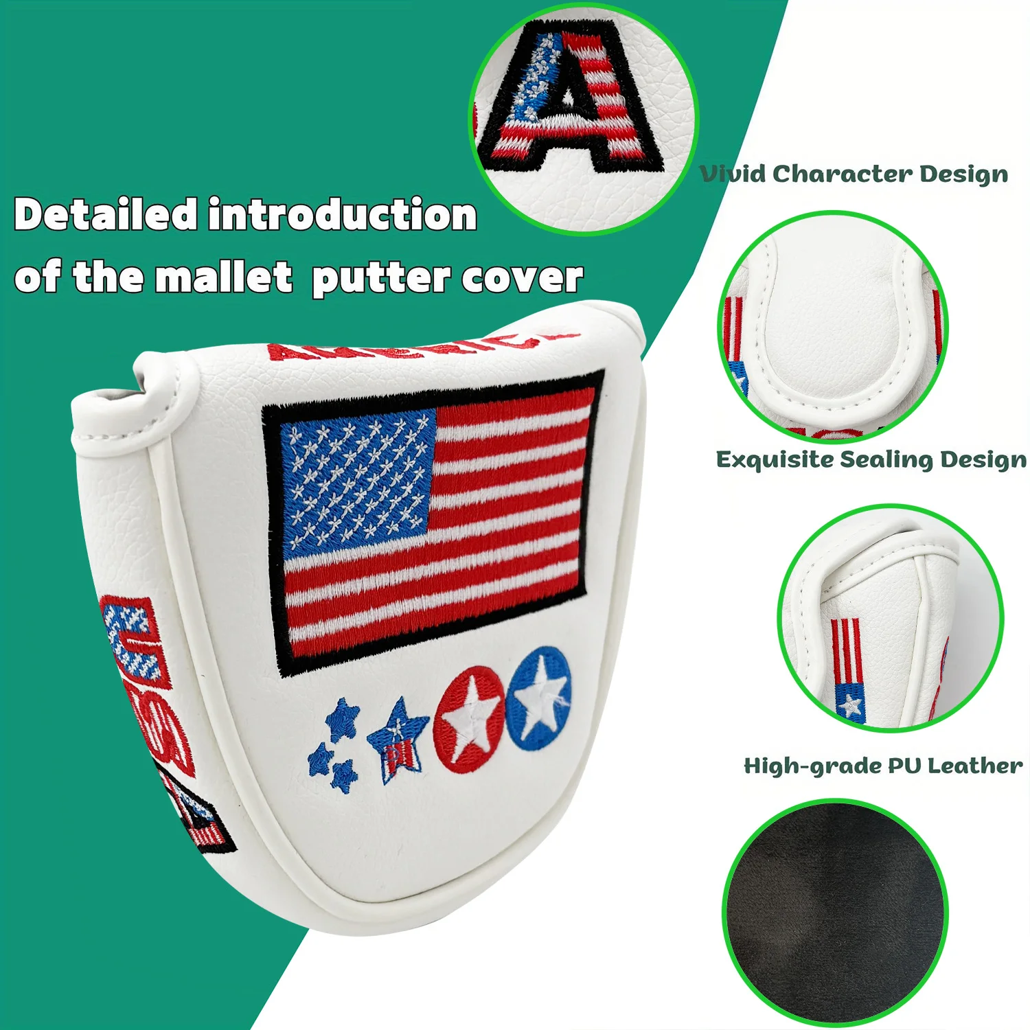 1pc Pattern Design Putter Headcover: Add Style to Your Golf Clubs Waterproof Leather Material Golf Accessories image 3