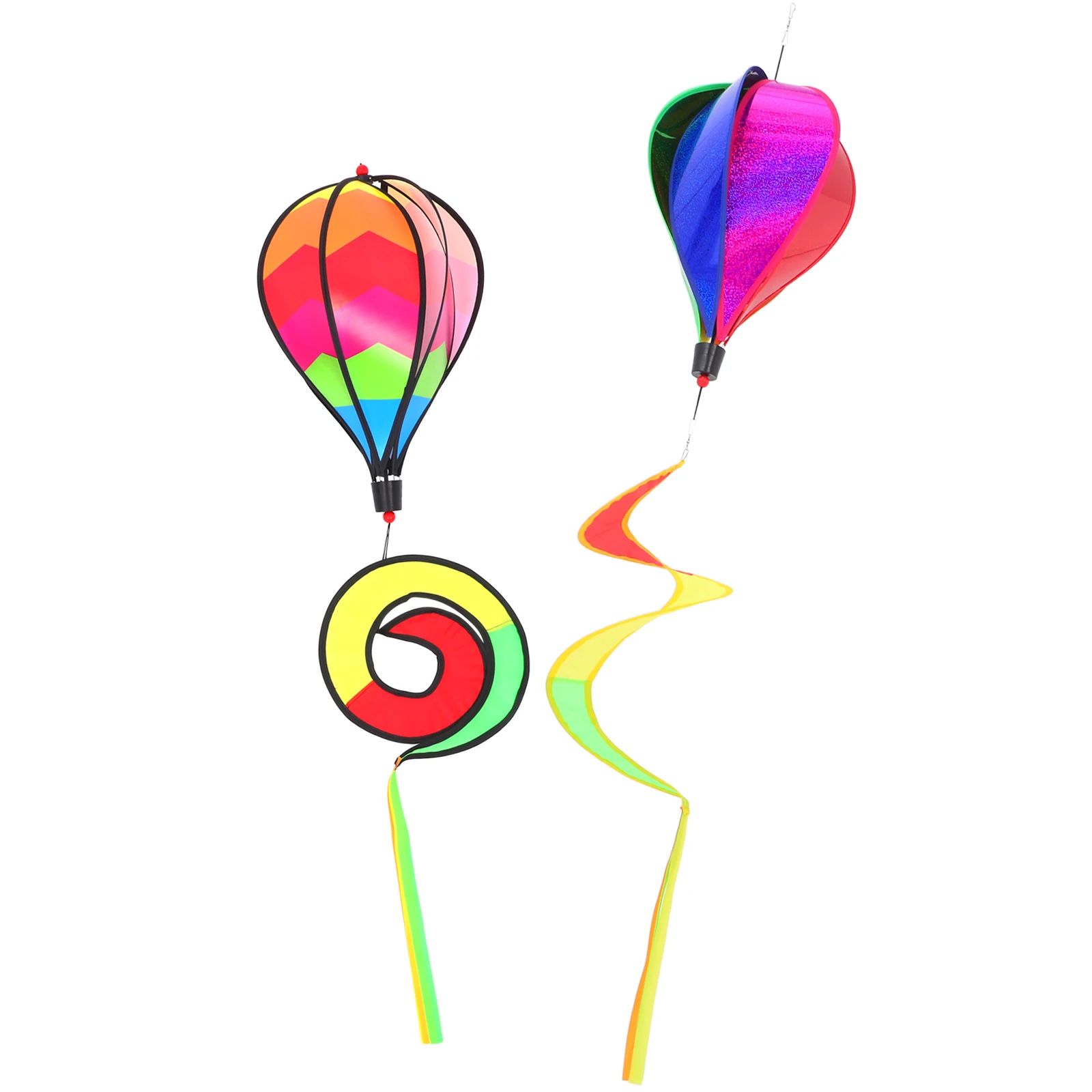 

2Pcs Hot Air Balloon Windmill Decor Colorful PVC Garden Spinner Outdoor Hanging Summer Festive Yard Decoration