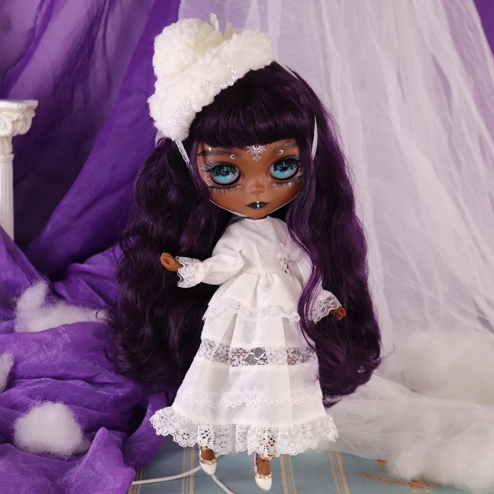 Outfits For Blyth Doll Mori Girl Style White Dress With Hat 1/6 BJD ICY DBS