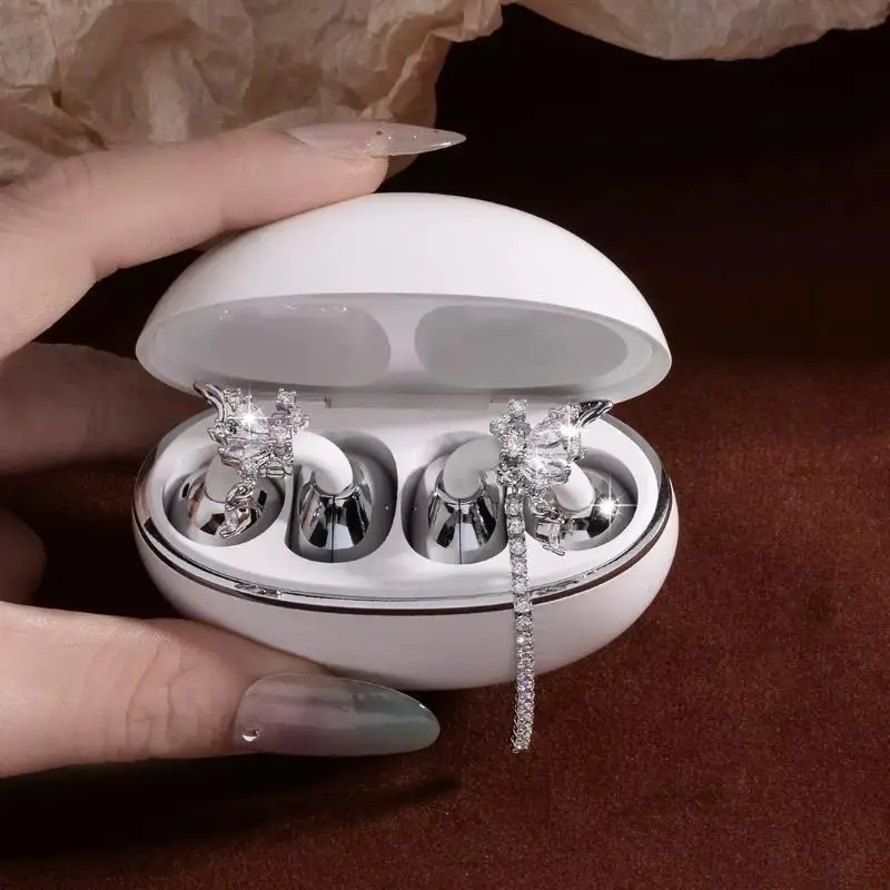 Shining Butterfly Alloy Earphone Clip Rhinestone Drill Buckle Wireless Earphone Decor Ear Spare Parts