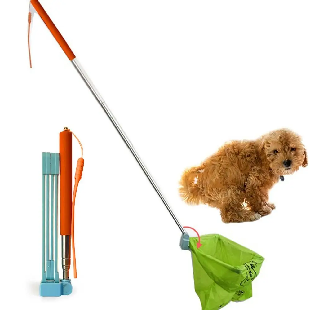 Recogedor de excrementos de perro de longitud ajustable, bolsas de recogedor de excrementos plegables y flexibles, fácil de deslizar, pala para residuos de mascotas