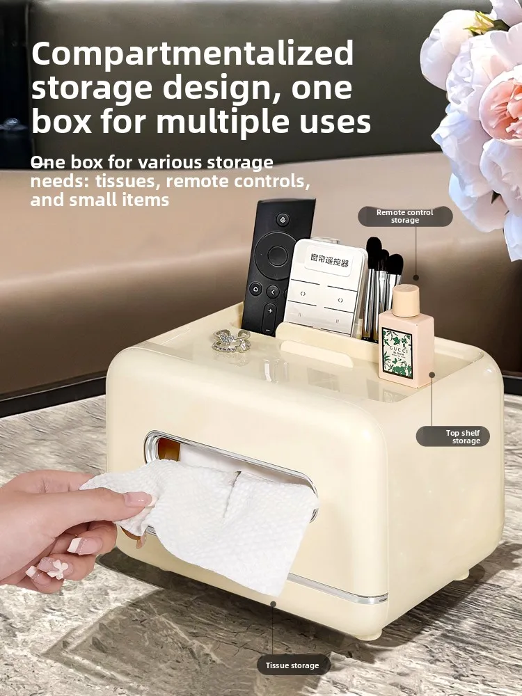 

Luxury Cr Sle Tissue Box Remote Control Storage Box Coffee Table Living Room Decorative Item Square Plastic Tissue Box