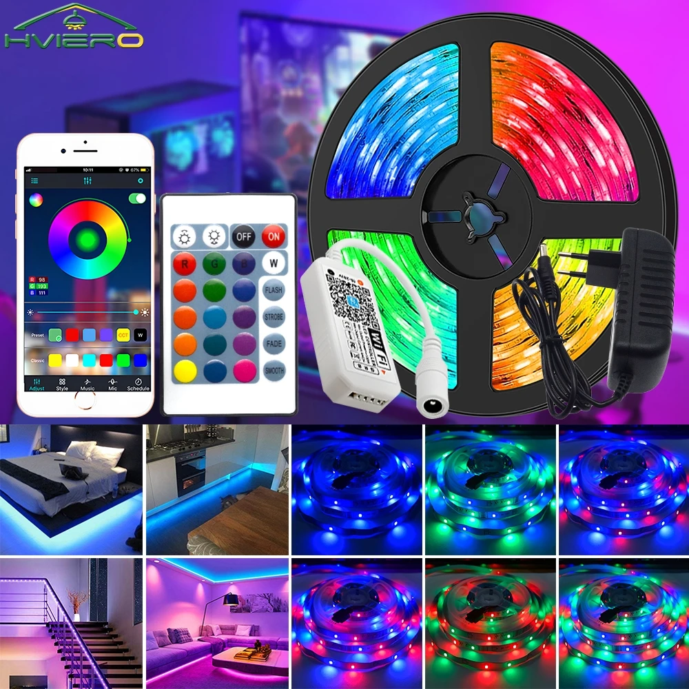 

RGB Flexible Tape Decoration Atmosphere indoor Home Lamp 2835 5M 10M 270Led Strip Lights TV Background Desk Ceiling Wall lamps