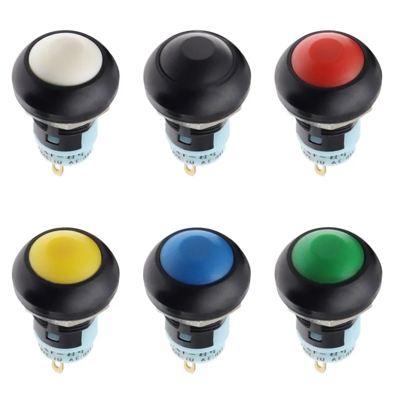 5PCS Mini 12mm Push Button Switch 2Pin Momentary Waterproof Self resetting with lock Round PBS-33A/B 7Color DIY New accessories