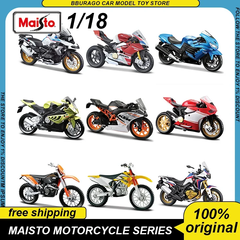 Maisto 1:18 Motorcycle Series Miniature Model Ducati Kawasaki Bmw Moto Diecast Model Edition Alloy Luxury Vehicle Toys Kids Gift