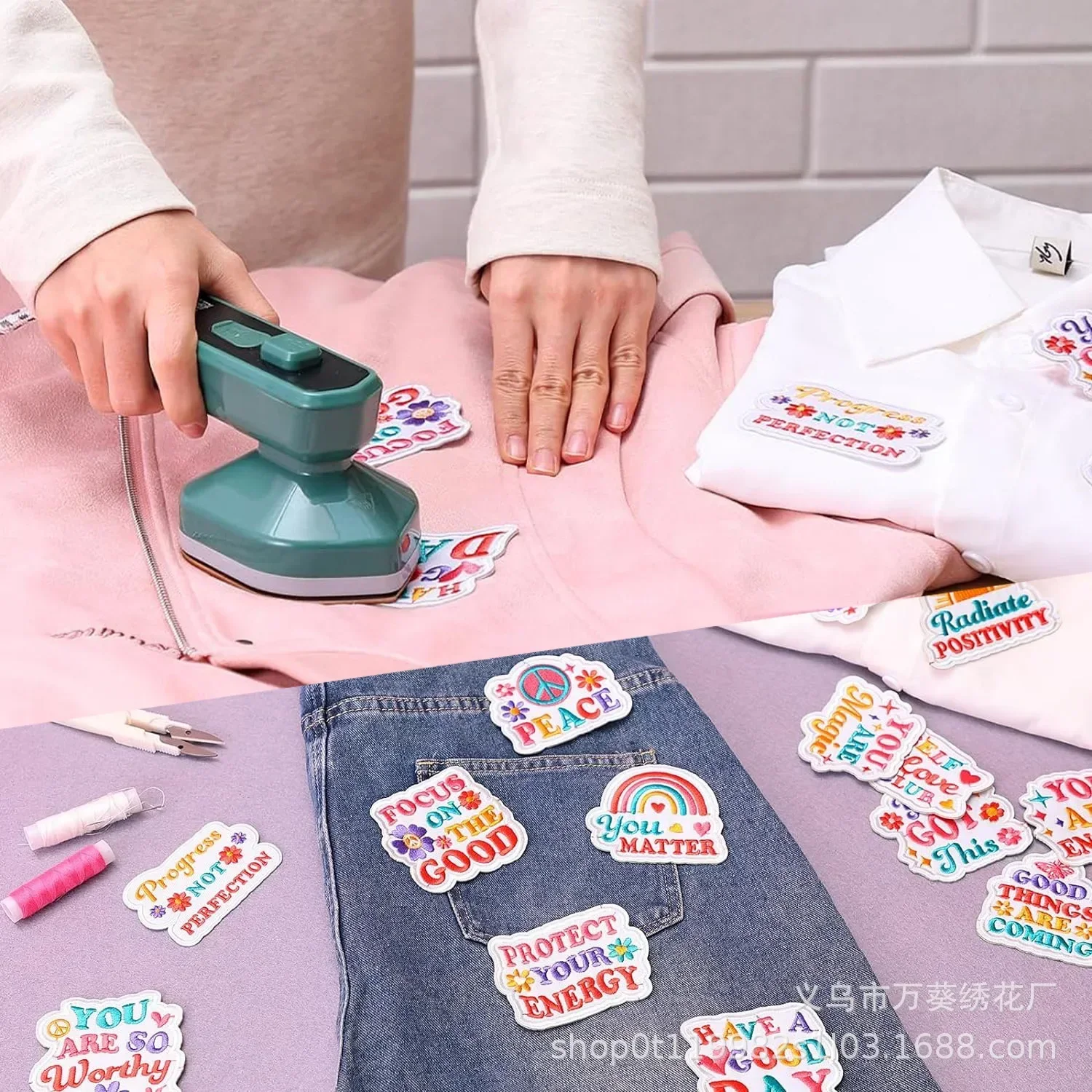 

Positive Energy Embroidery Cloth Sticker Self-love Upward Chapter Zai English Word Patch Sticker Clothes Clothing Accessories