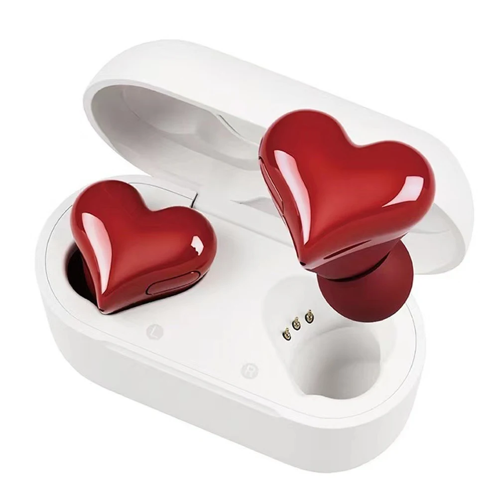 Hot Selling Heart-shaped Wireless Earphones TWS Earphones Bluetooth Compatible Earphones in Ear Noise Reduction Love Earphones