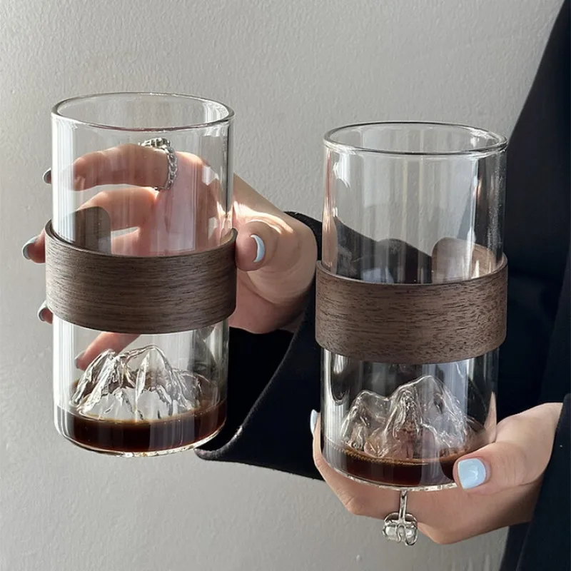 

Glass ice American latte cup coffee Mount Fuji cup anti-scalding and high temperature water beverage cup anti-scalding