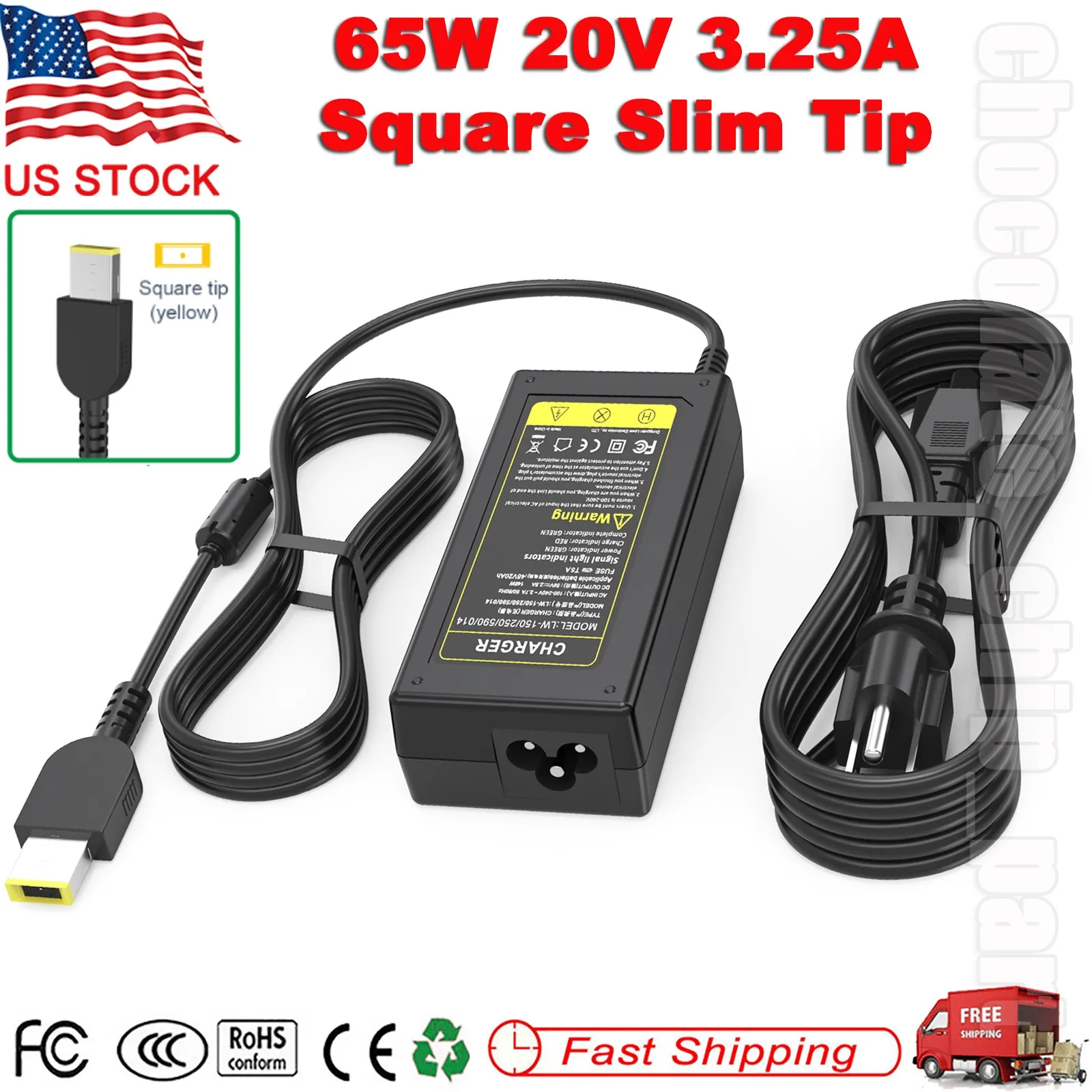 

AC Power Supply Adapter 20V 65W Charger for Lenovo ThinkCentre M73 M93 M93p w/PC