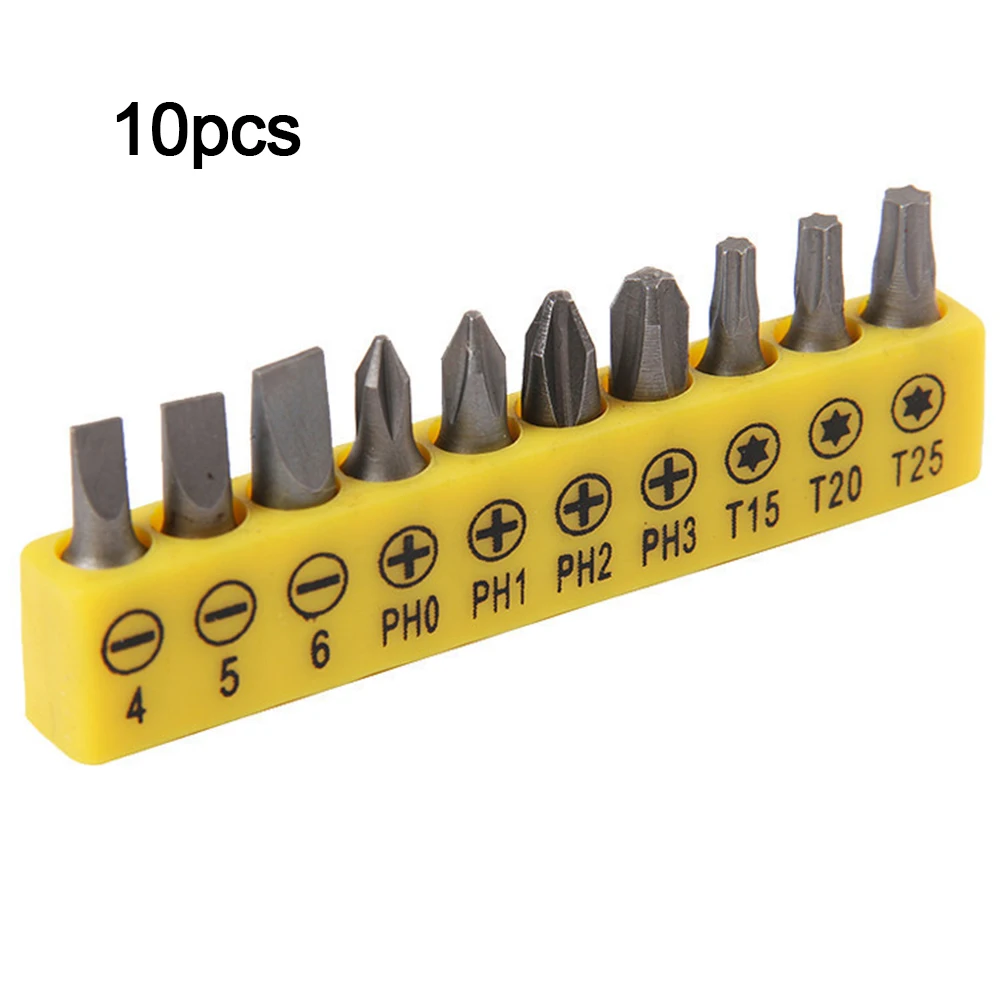 10pcs Slotted Cross Screwdriver Bit Set 1/4