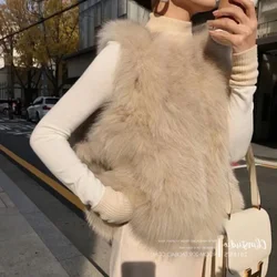 2023 autunno/inverno nuovo gilet di pelliccia di volpe sintetica donna coreano sottile gilet di peluche donna