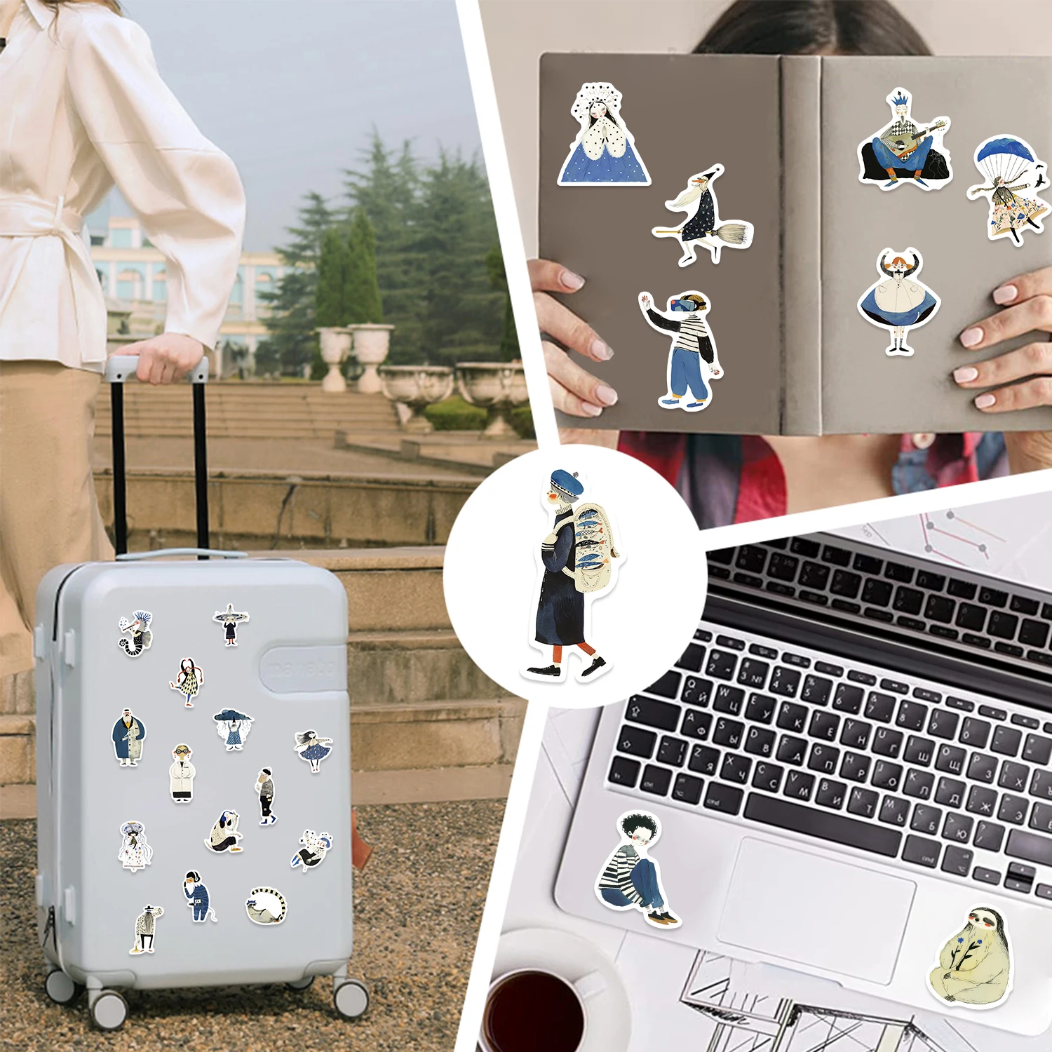 50/100 Uds. Pegatinas artísticas abstractas dibujadas a mano para teléfonos móviles patinetas tazas cajas de almacenamiento manuales decoración DIY