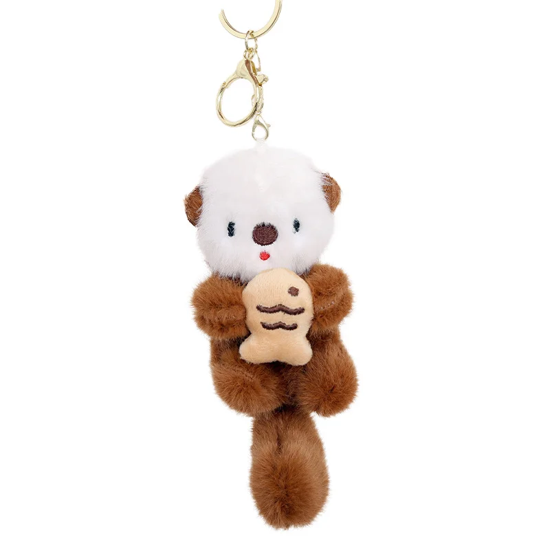 ZAKOL lindas lontras sosteniendo peces llavero colgante de felpa mochila llaveros colgante bolsa llave cartera colgante al por mayor