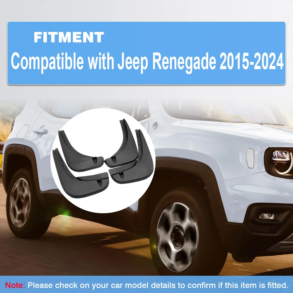 

4pcs Car Mud Flaps Fender Splash Guards KIT Mudguards For Jeep Renegade 2015 2016 2017 2018 2019 2020 2021 2022 2023 2024